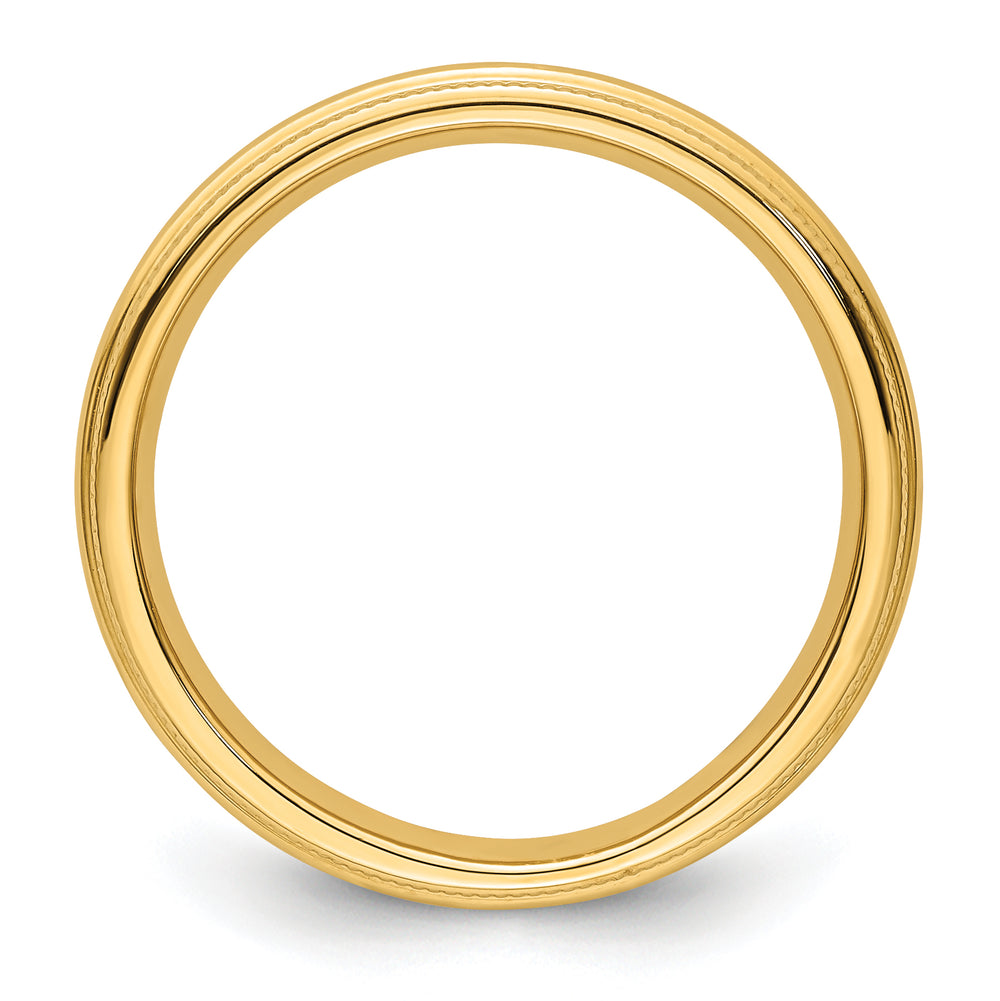 14K Yellow Gold 3mm Comfort Fit Milgrain Wedding Band - Front View