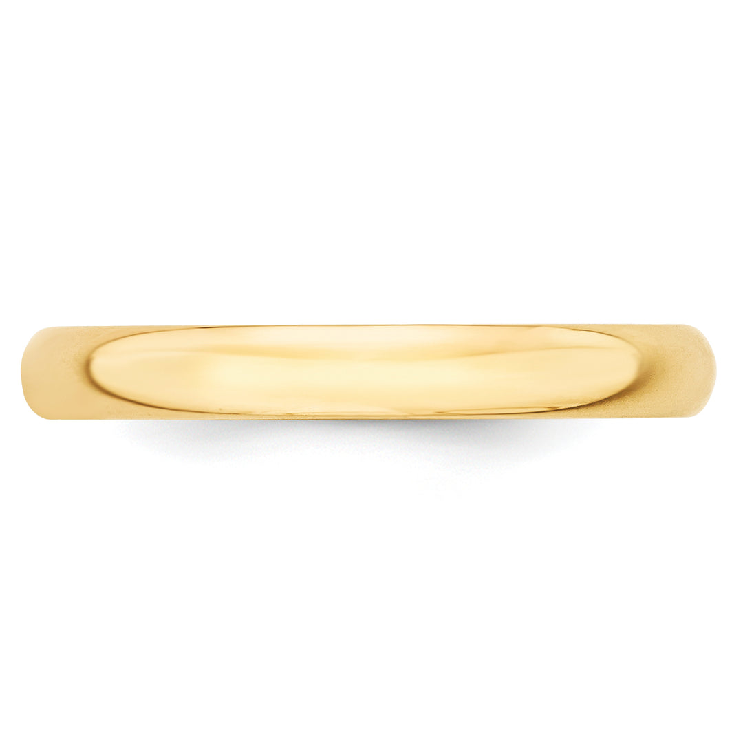 14K Yellow Gold 3mm Half Round Wedding Band — Front View