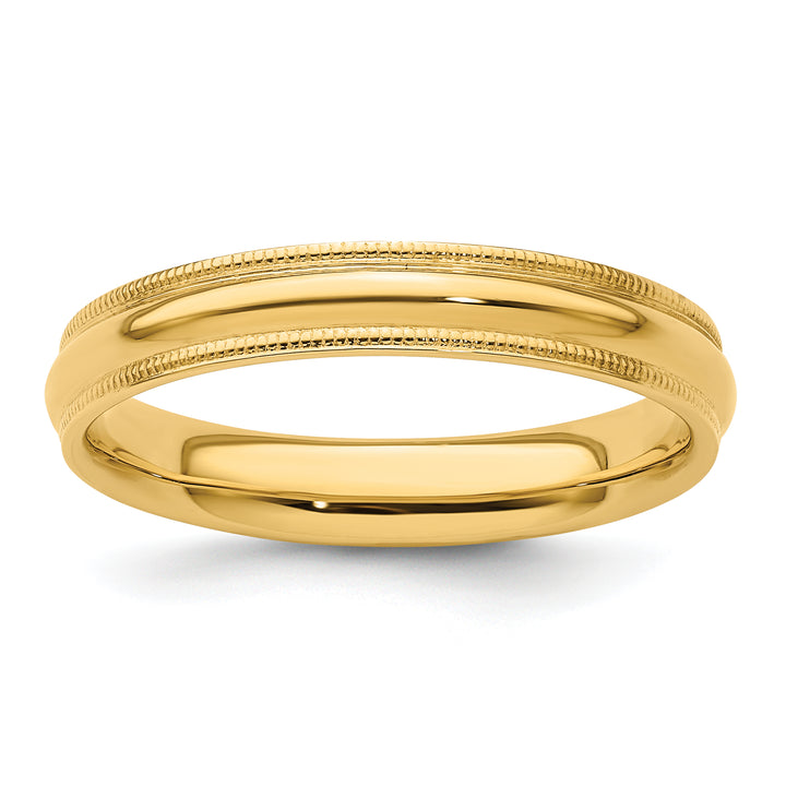 14K Yellow Gold 4mm Comfort Fit Milgrain Wedding Band