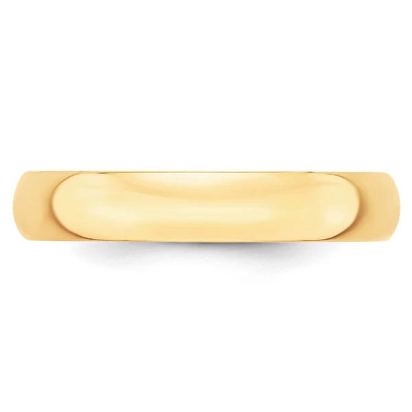 14K Yellow Gold 4mm Half Round Wedding Band Front View