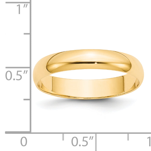14K Yellow Gold 4mm Half Round Wedding Band — Side Profile