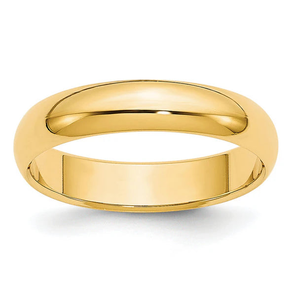 14K Yellow Gold 4mm Half Round Wedding Band
