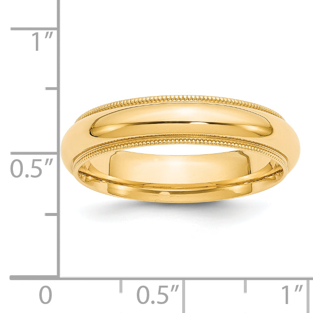 14K Yellow Gold 5mm Comfort Fit Milgrain Wedding Band - Close-Up Detail