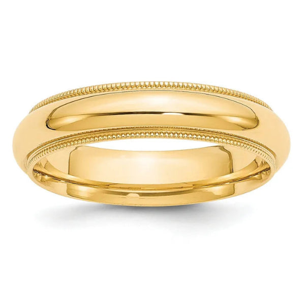 14K Gold 5mm Comfort Fit Milgrain Wedding Band