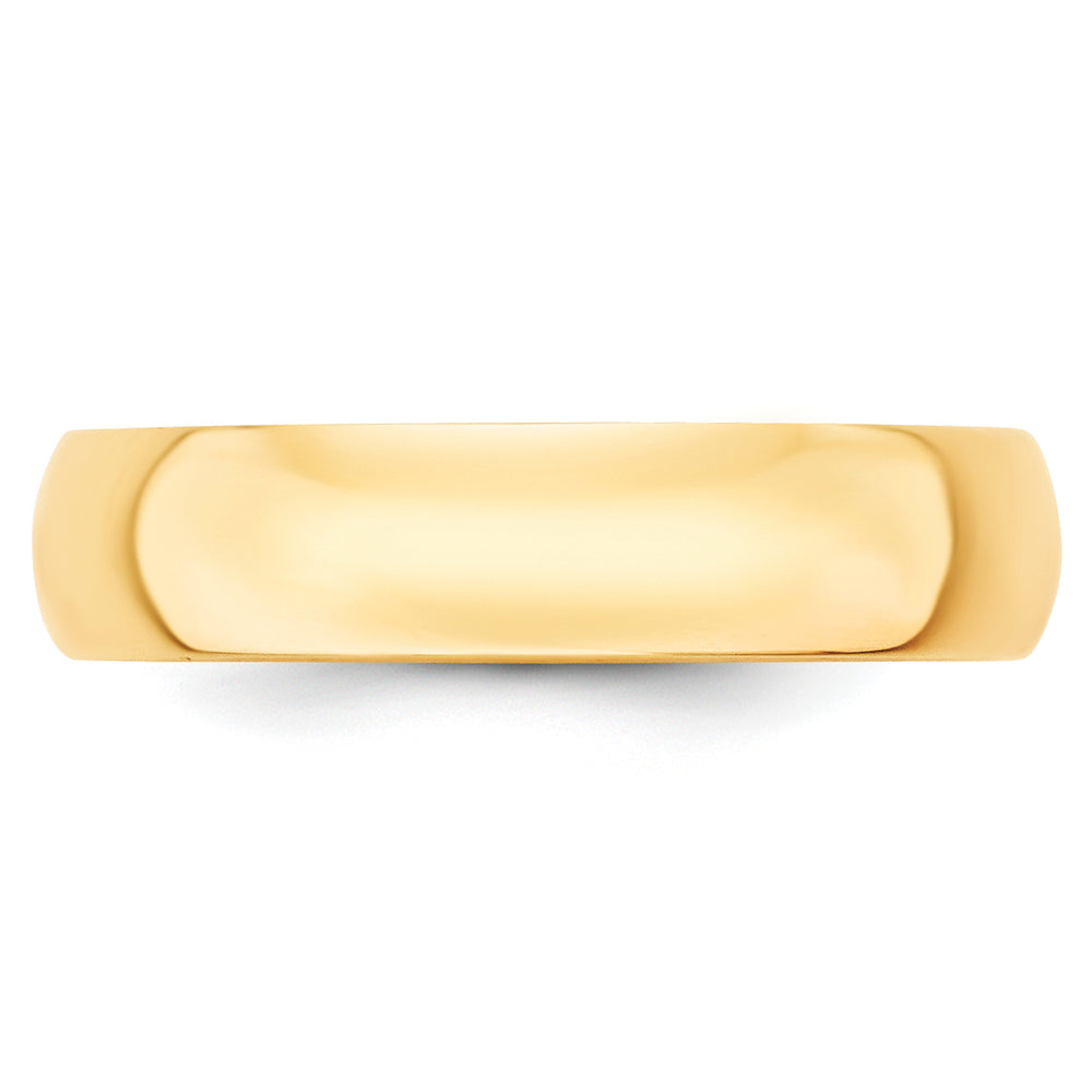 14K Yellow Gold 5mm Half Round Wedding Band — Front View