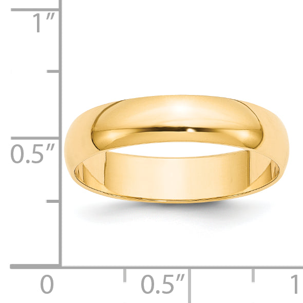 14K Yellow Gold 5mm Half Round Wedding Band — Side Profile