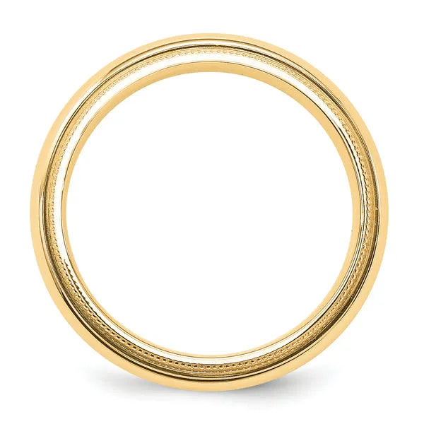 14K Gold 6mm Comfort Fit Milgrain Wedding Band