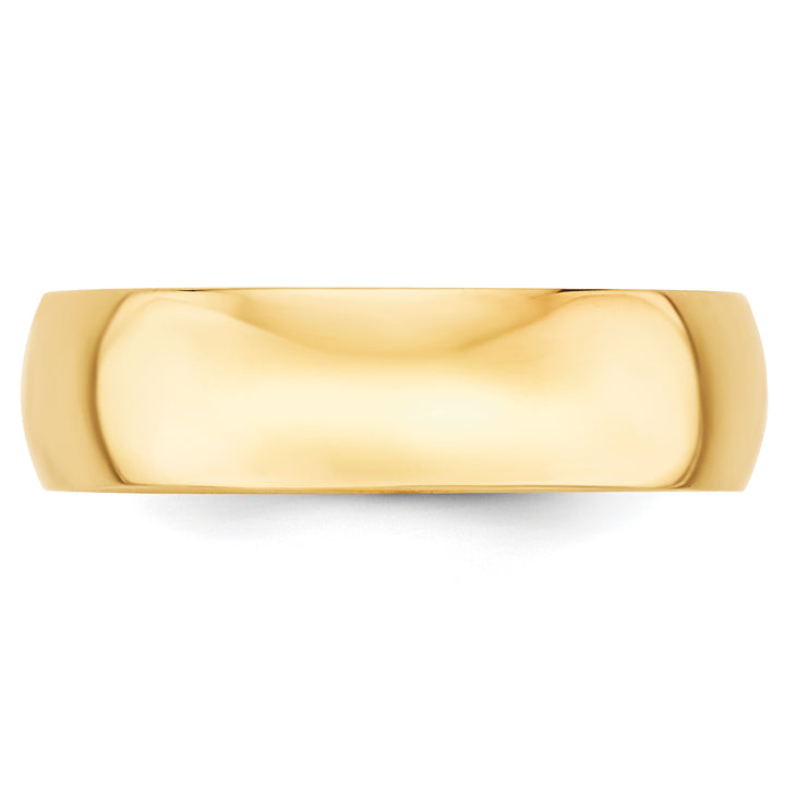 14K Yellow Gold 6mm Half Round Wedding Band — Front View