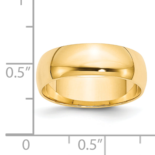 14K Yellow Gold 6mm Half Round Wedding Band — Side Profile