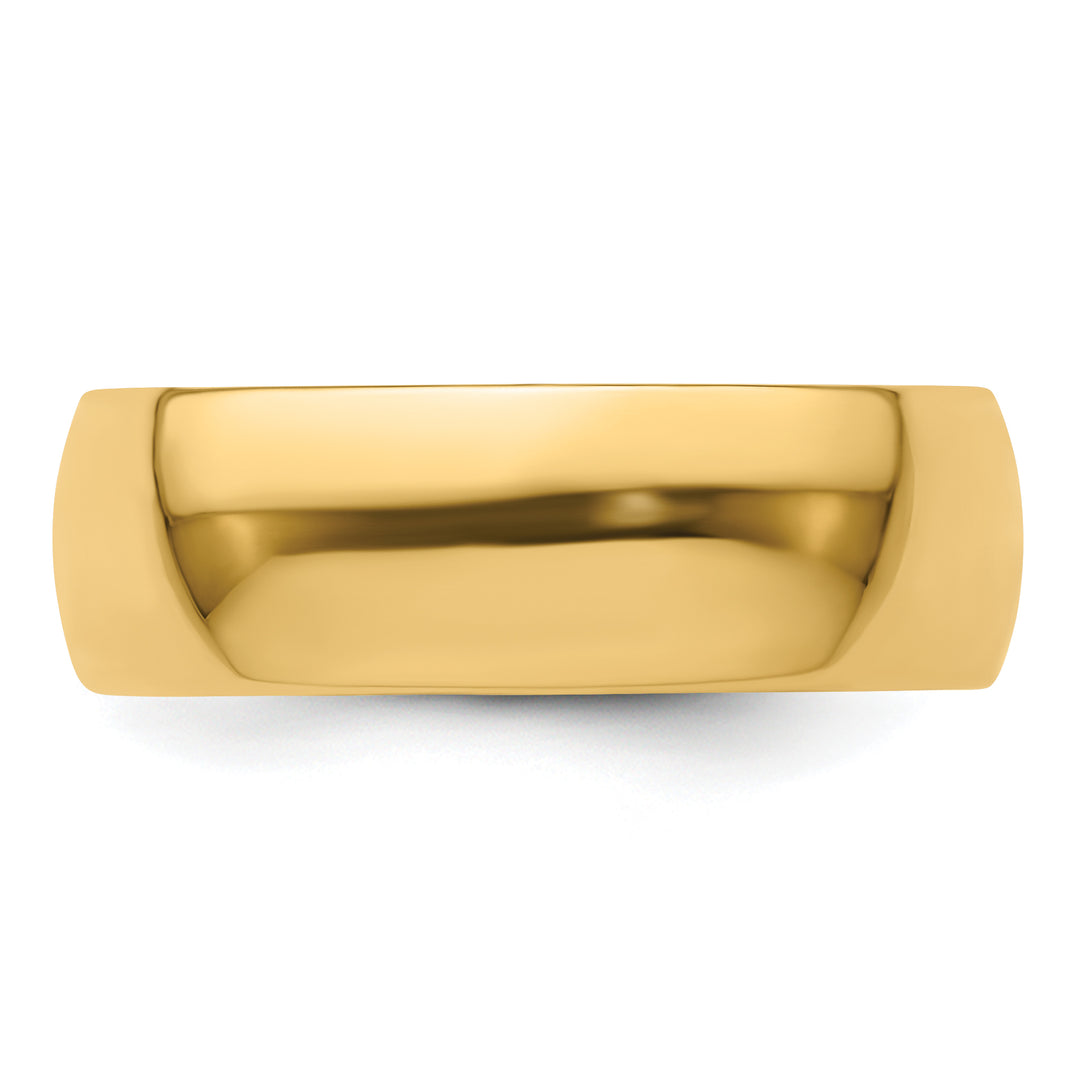 14K Yellow Gold 7mm Half Round Wedding Band — Side Profile
