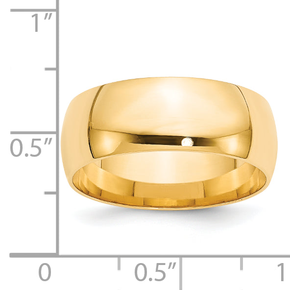 14K Yellow Gold 8mm Comfort Fit Wedding Band - Close-Up Detail