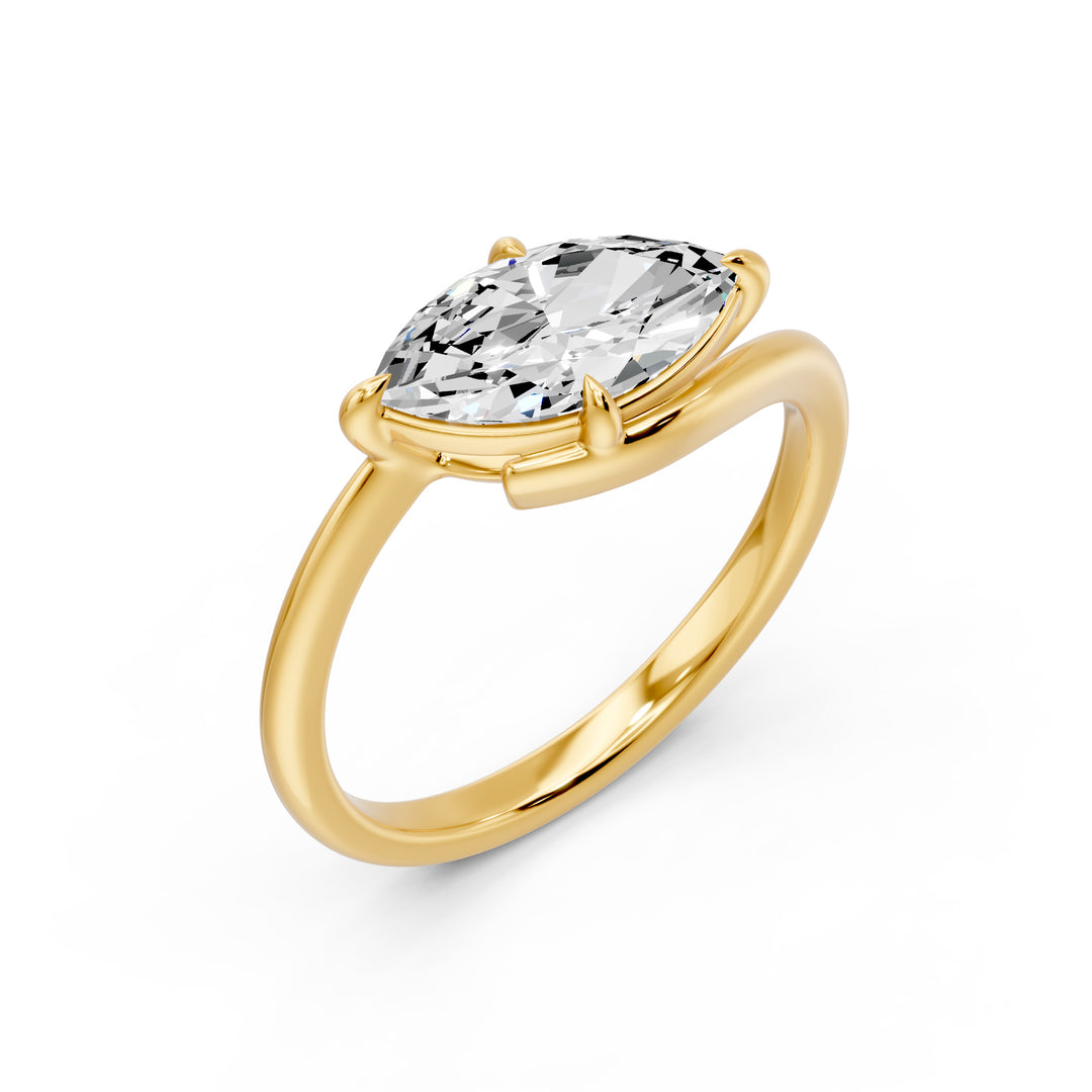 14K yellow gold east-west marquise lab-grown diamond engagement ring