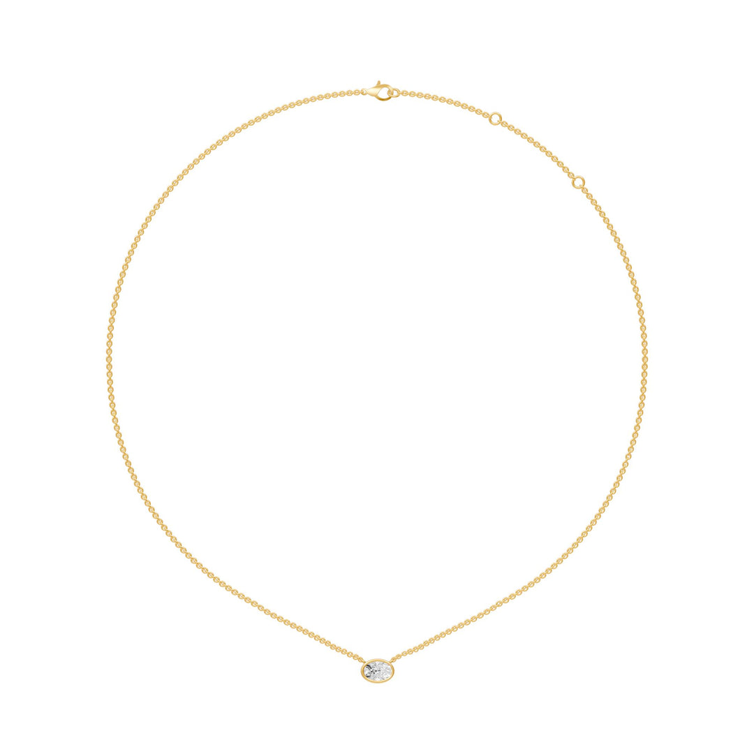 14K yellow gold east-west oval lab-grown diamond pendant necklace 1.04 carats