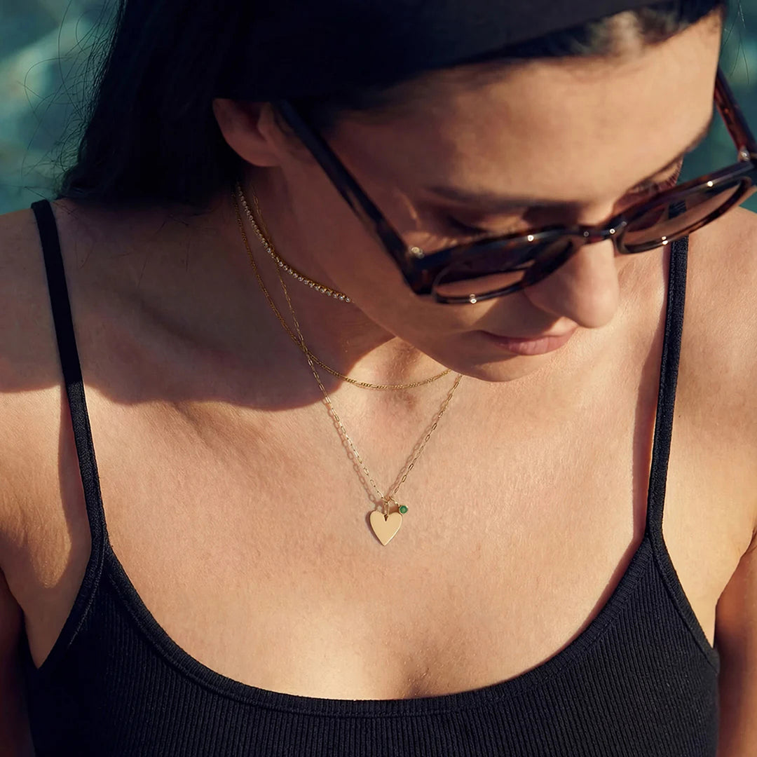 Layered necklace look featuring the 14K yellow gold polished heart pendant necklace | AJ's Jewelry