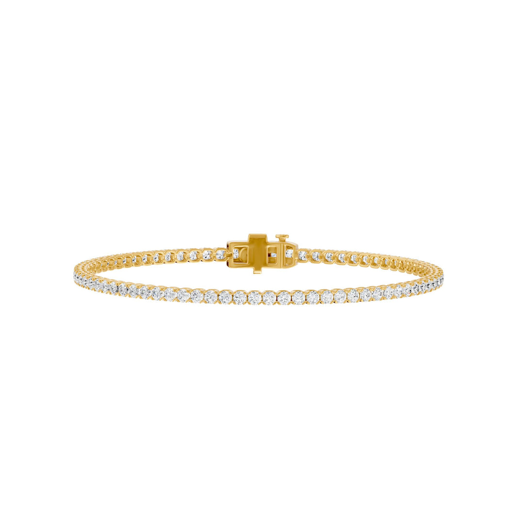 14K yellow gold round lab-grown diamond tennis bracelet 1.98 carats