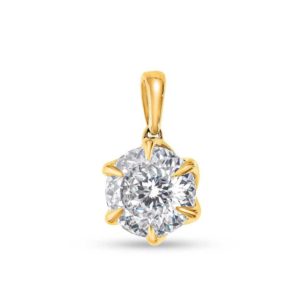 14K yellow gold solitaire pendant with 1.53 carat round lab-grown diamond