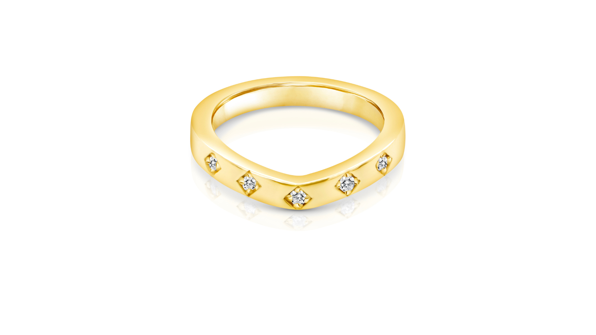 14kt yellow gold lab grown diamond chevron wedding band banner - AJ's Jewelry Ridgewood Queens NY