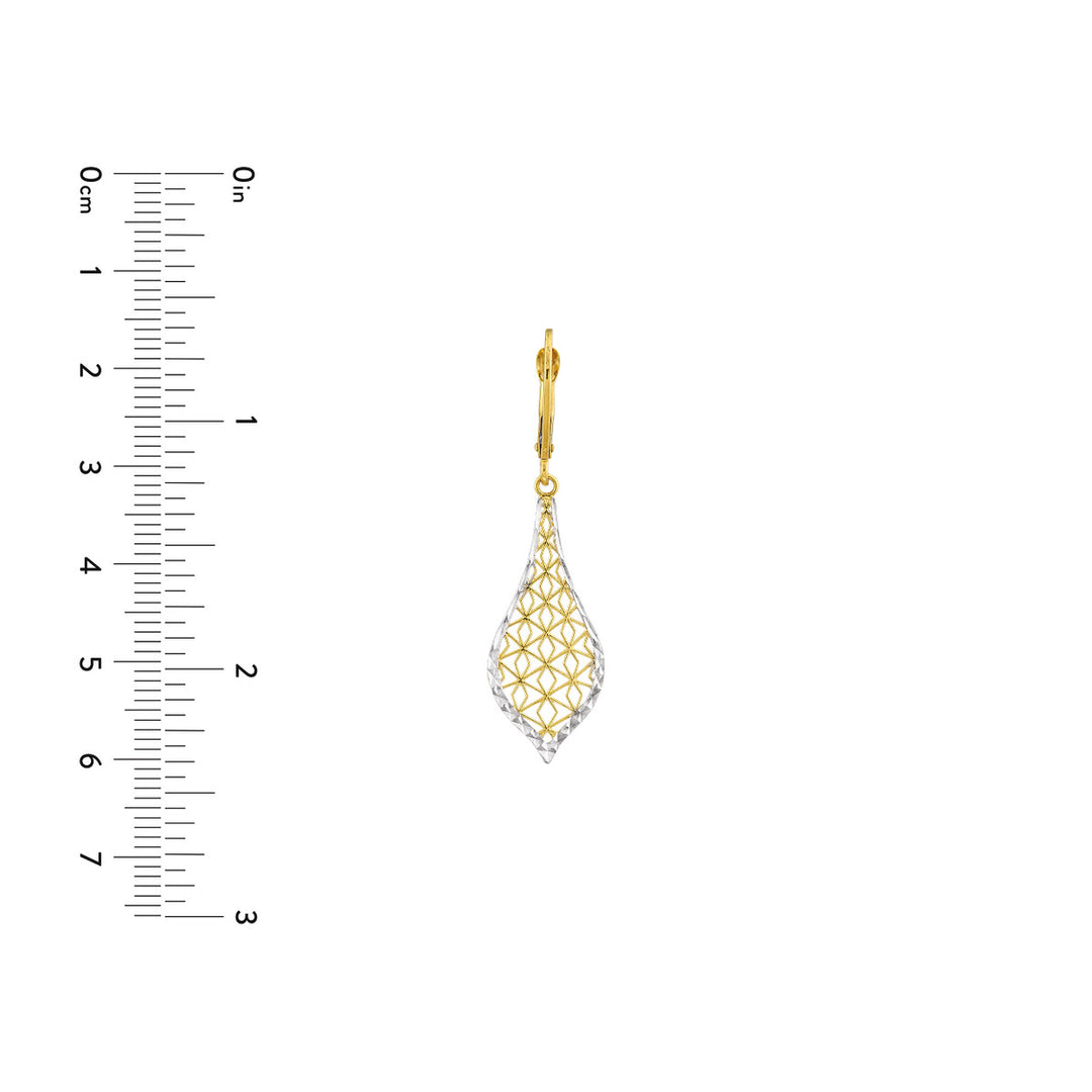 14 Karat 2 Tone Gold Drop Earrings