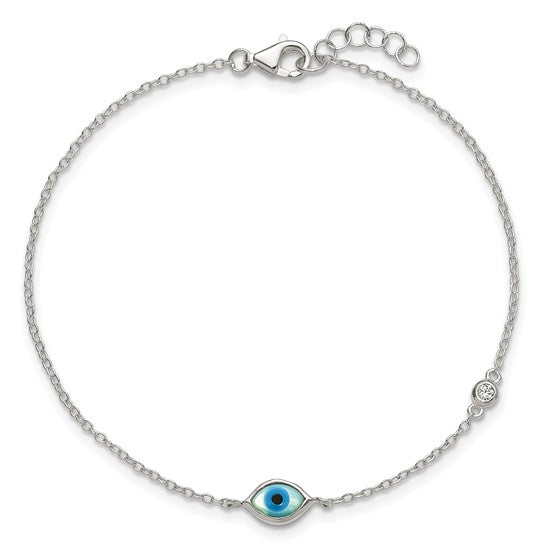 Sterling Silver Evil Eye 6.75 inch Bracelet