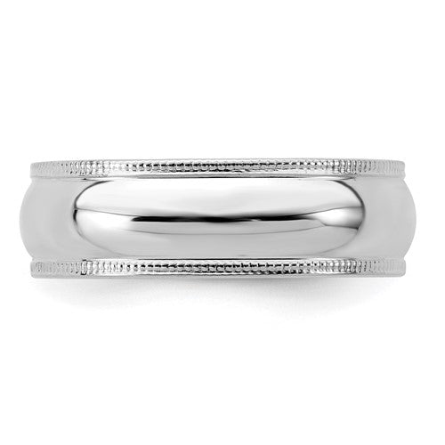 Men's Sterling Silver 6mm Milgrain Wedding Band - Size 10