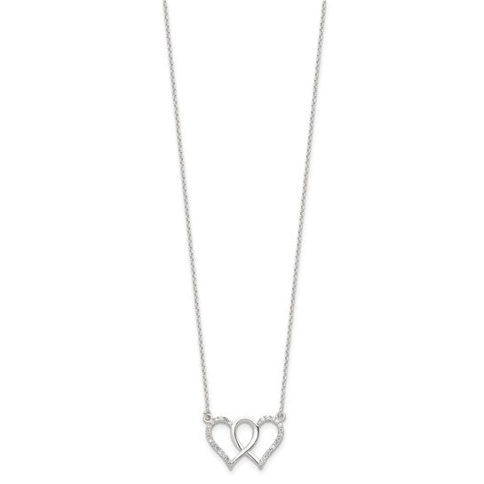 Sterling Silver Heart Necklace with Cubic Zirconia