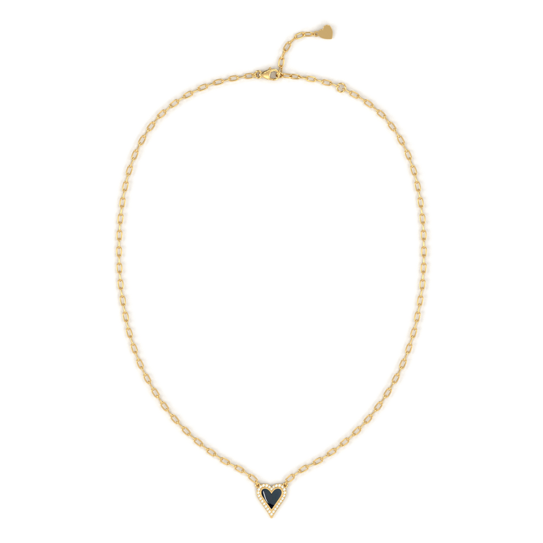 14 Karat Yellow Gold Diamond Heart Pendant