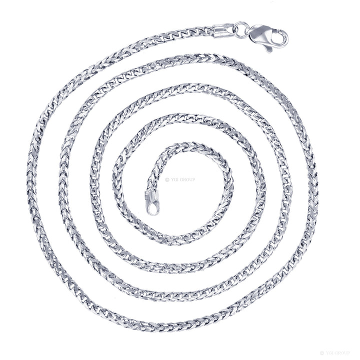 14 Karat White Gold Diamond Cut 2.25mm Franco Link Chain - 24 inch