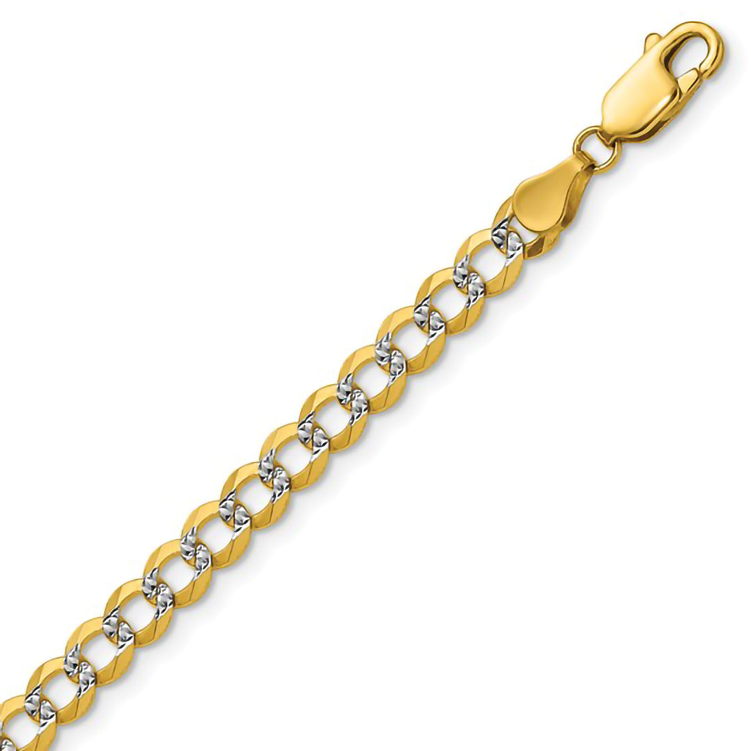 A gold pave curb chain on a pure white background