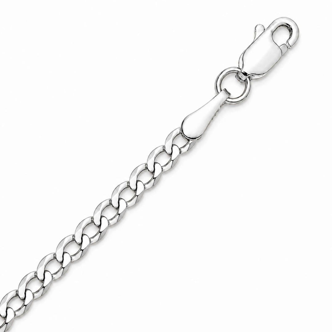 A image showing a sterling silver curb chain on a pure white background