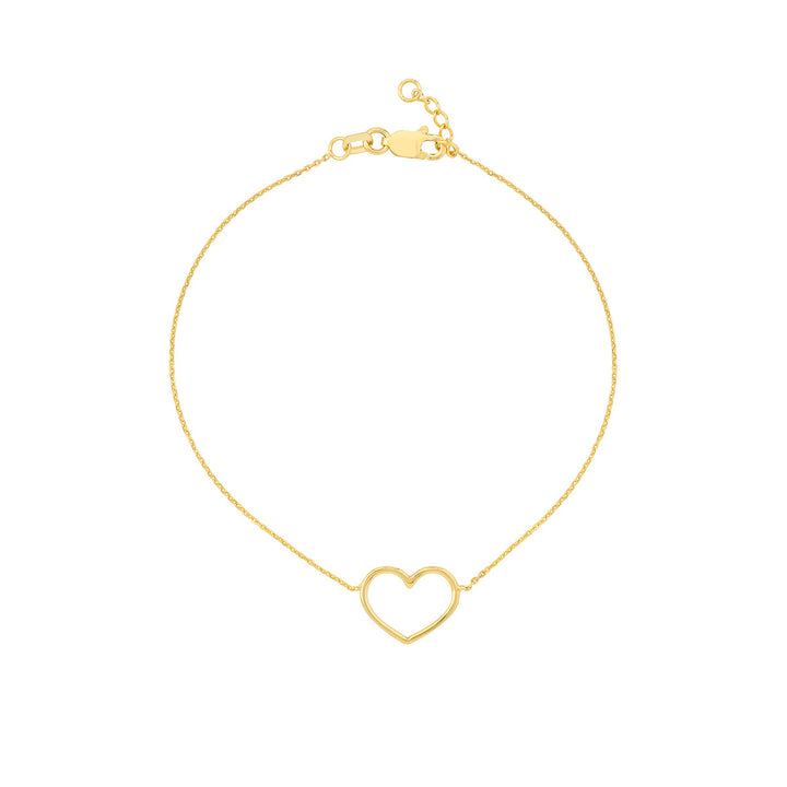 Ladies 14 Karat Yellow Gold Heart Bracelet