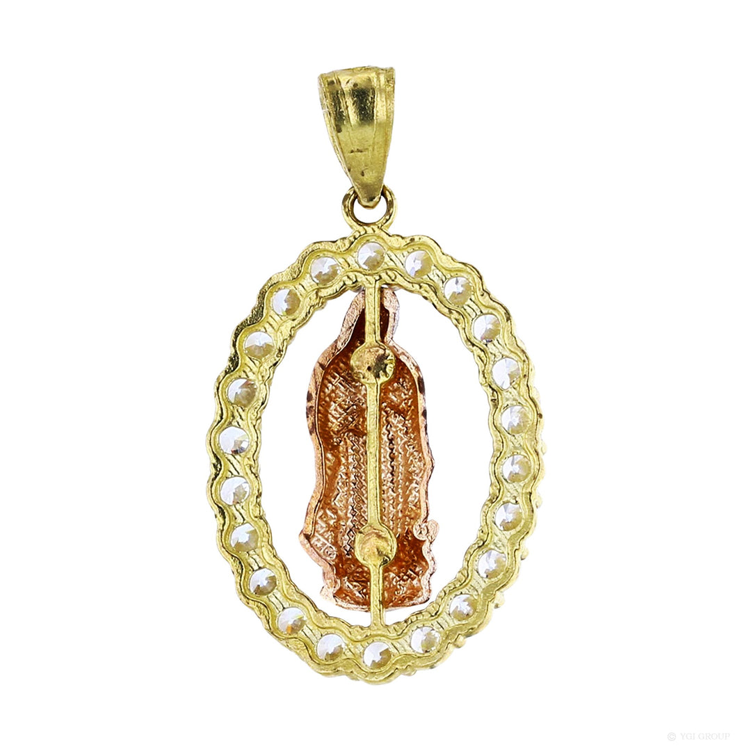 14 Karat Tricolor Gold Our Lady of Guadalupe Charm Pendant
