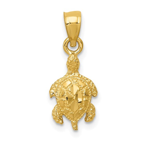 14 Karat Yellow Gold Turtle Charm Pendant