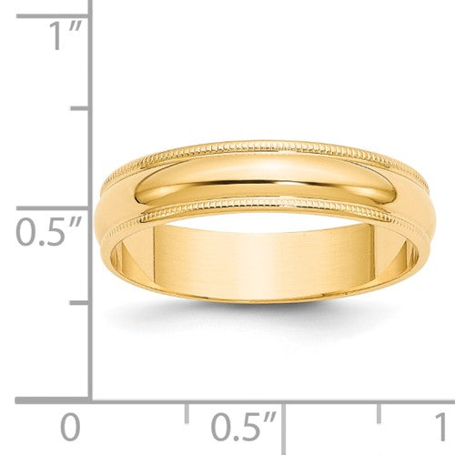 Lady's 14 Karat Yellow Gold 5mm Milgrain Wedding Band - Size 7