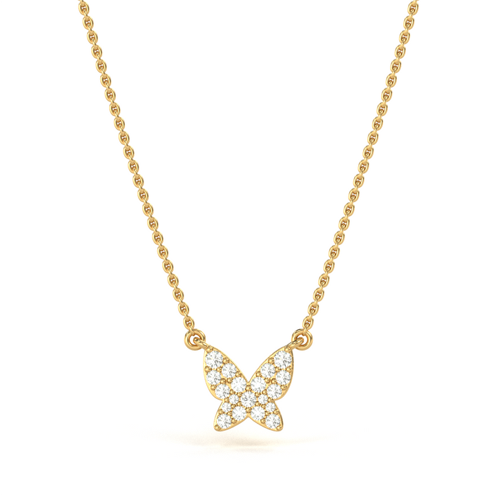 14 Karat Yellow Gold Diamond Butterfly Pendant