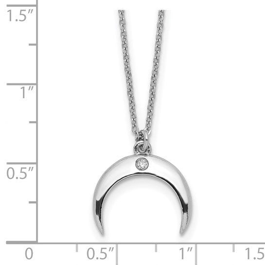 Sterling Silver Crescent Necklace with Cubic Zirconia