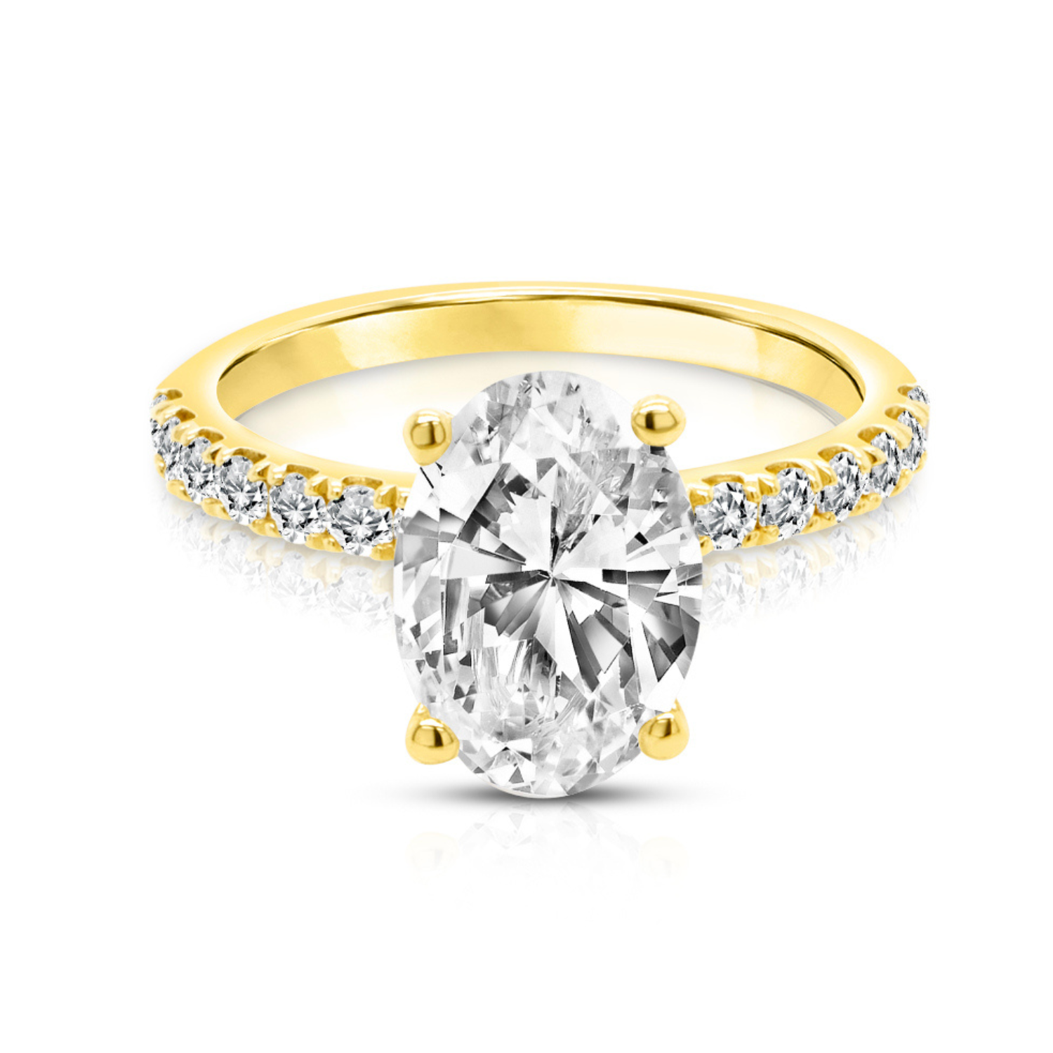 14kt yellow gold 2ct oval lab grown diamond pave engagement ring mobile banner - AJ's Jewelry Queens NY