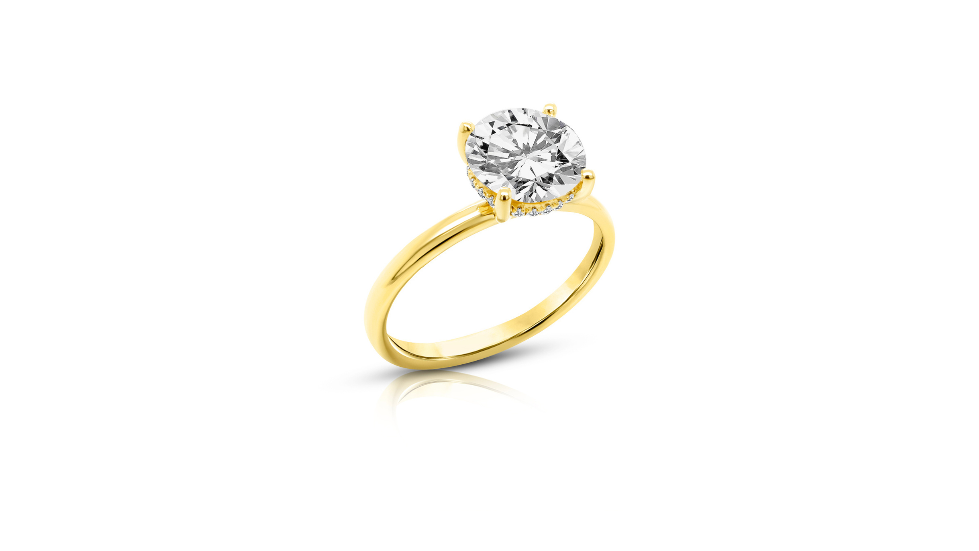14kt yellow gold 2ct round hidden halo lab grown diamond engagement ring banner - AJ's Jewelry Ridgewood Queens NY