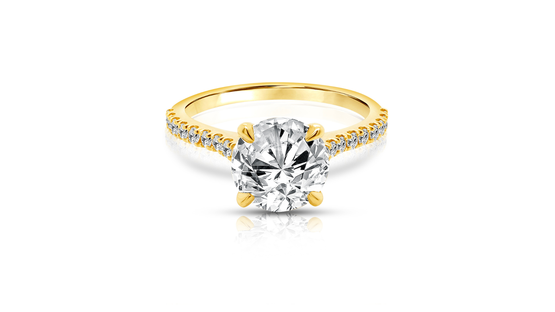 14kt yellow gold 2ct round pave cathedral lab grown diamond engagement ring banner - AJ's Jewelry Ridgewood Queens NY