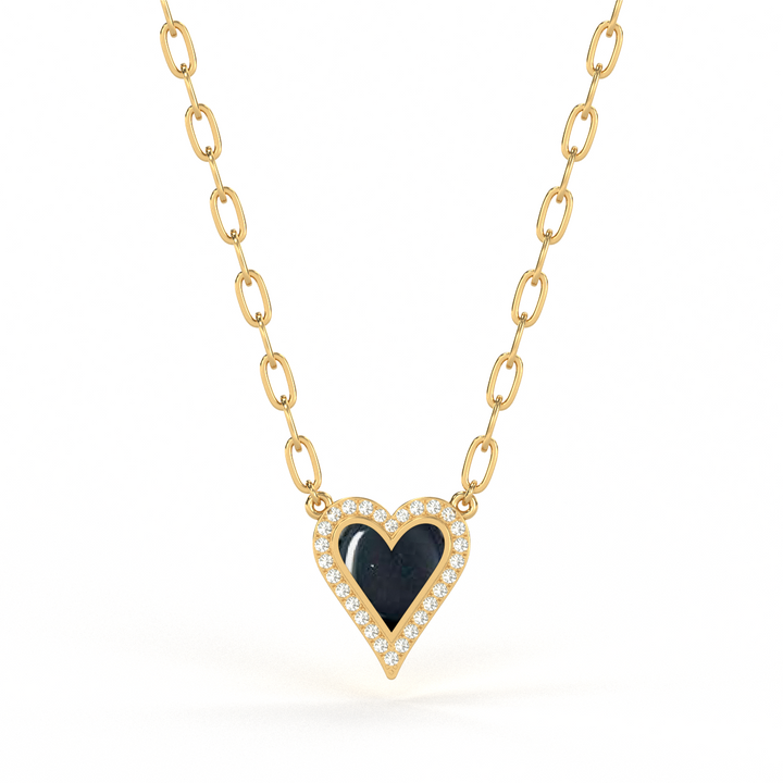 14 Karat Yellow Gold Diamond Heart Pendant