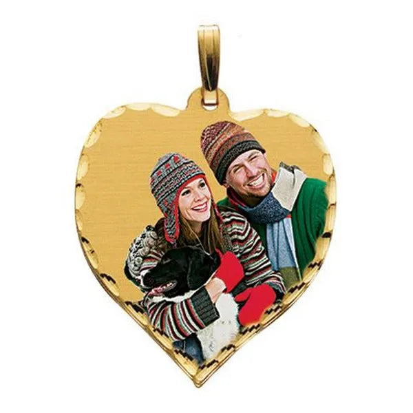 Large Heart with Diamond Cut Edge Picture Pendant Charm | AJ's Jewelry Queens NY