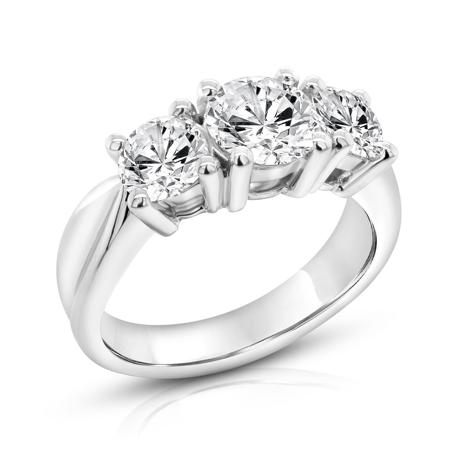 3-Stone Lab Grown Diamond Anniversary Ring, 14K White Gold