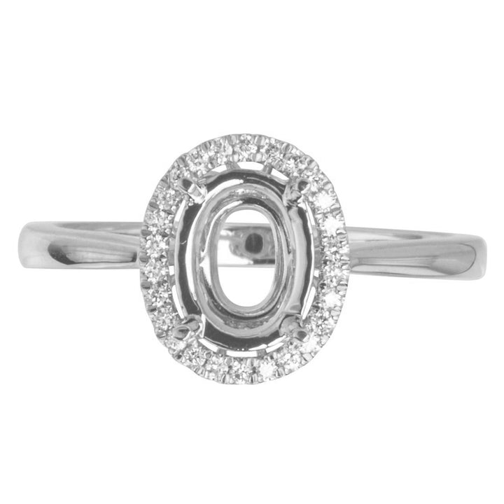 18 Karat White Gold 0.10ct Diamond Under Halo Semi-Mount Ring - Size 6