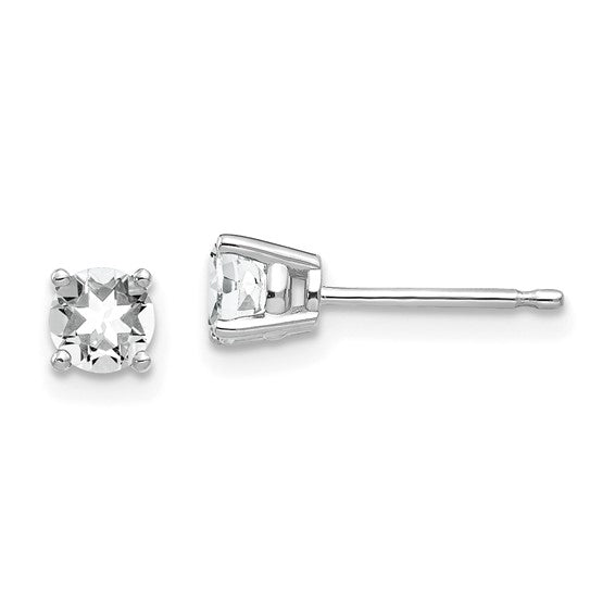 White 14 Karat Gold 2mm Round Cubic Zirconia Studs