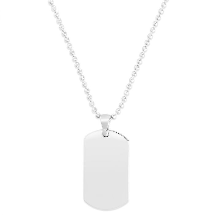 Sterling Silver Engravable Dog Tag Necklace