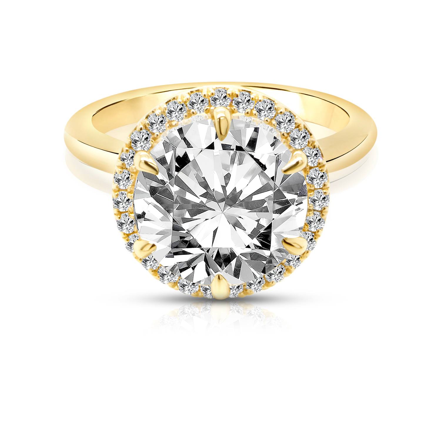 14kt yellow gold 3ct round halo lab grown diamond engagement ring mobile banner - AJ's Jewelry Queens NY