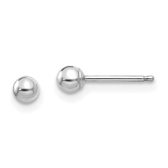 14 Karat White Gold 3mm Ball Earrings