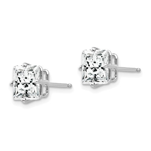 White 14 Karat Gold 8mm Square Cubic Zirconia Studs