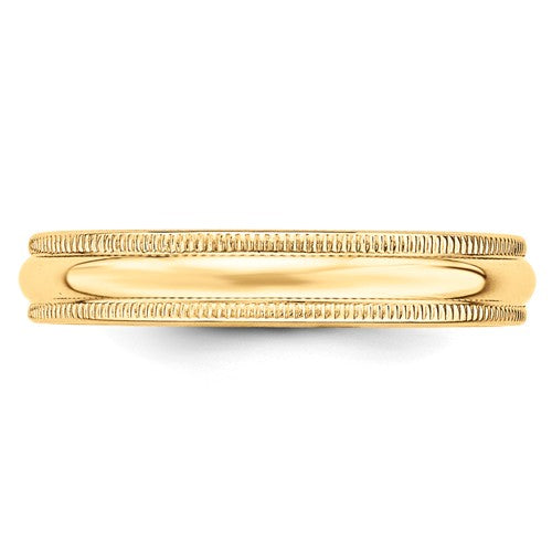 14 Karat Yellow Gold 4mm Milgrain Wedding Band - Size 7