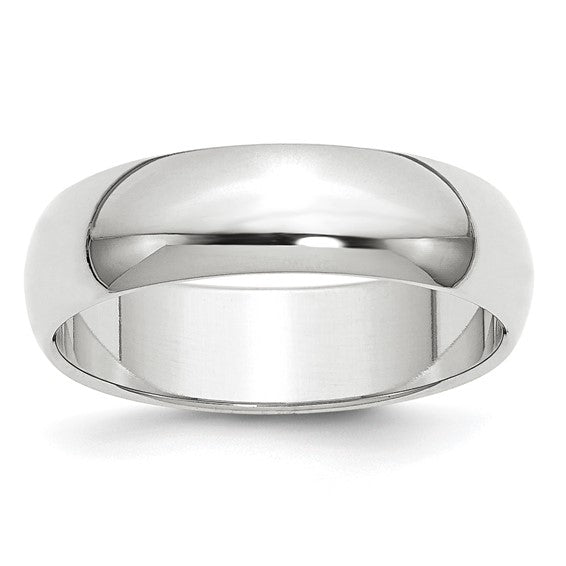 Lady's 14 Karat White Gold 6mm Plain Wedding Band - Size 6