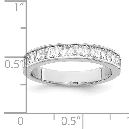 Sterling Silver Channel Set Cubic Zirconia Ring - Size 7